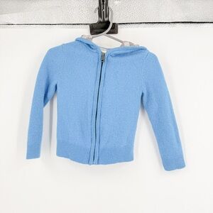 Burberry Blue Zip-Up Hoodie Soft Cashmere Sweatshirt